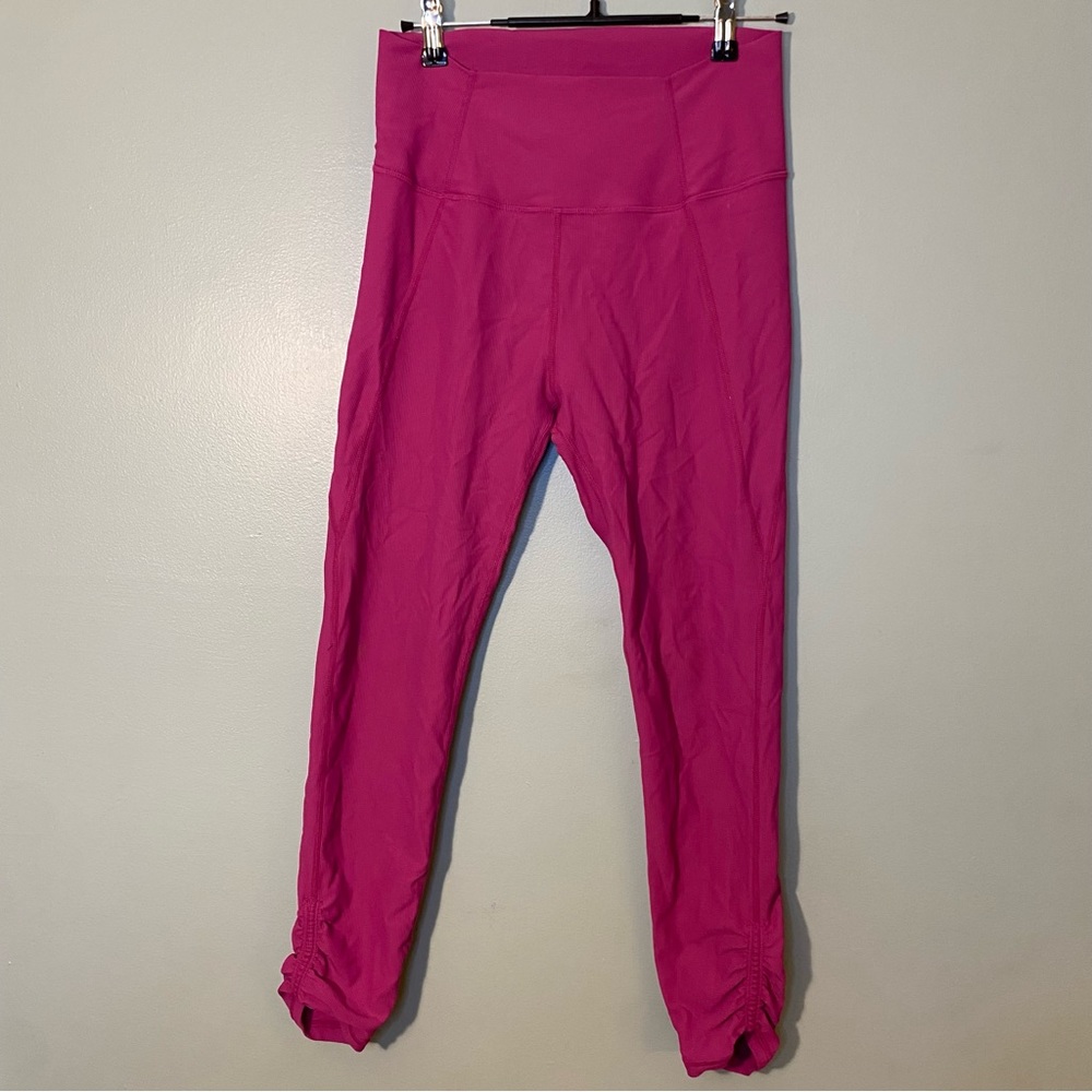 Wilo the label- pink ribbed leggings with scrunch leg hem